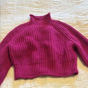 Women's Ribbed Knit Sweater - Pink